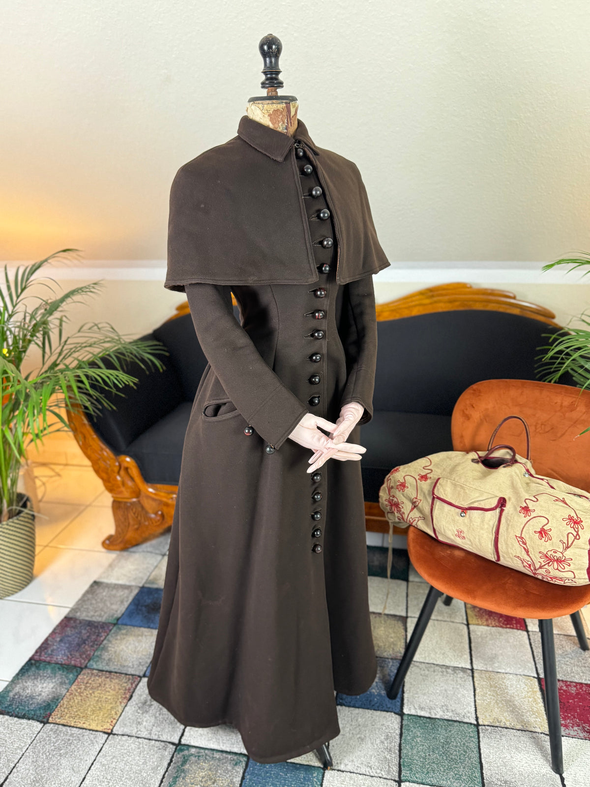 Ensemble de voyage victorien en laine avec sac assorti, Allemagne, vers 1898