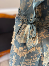 Robe à la Française in blue and cream silk damask – Authentic Eighteenth‑Century Gown, ca. 1770