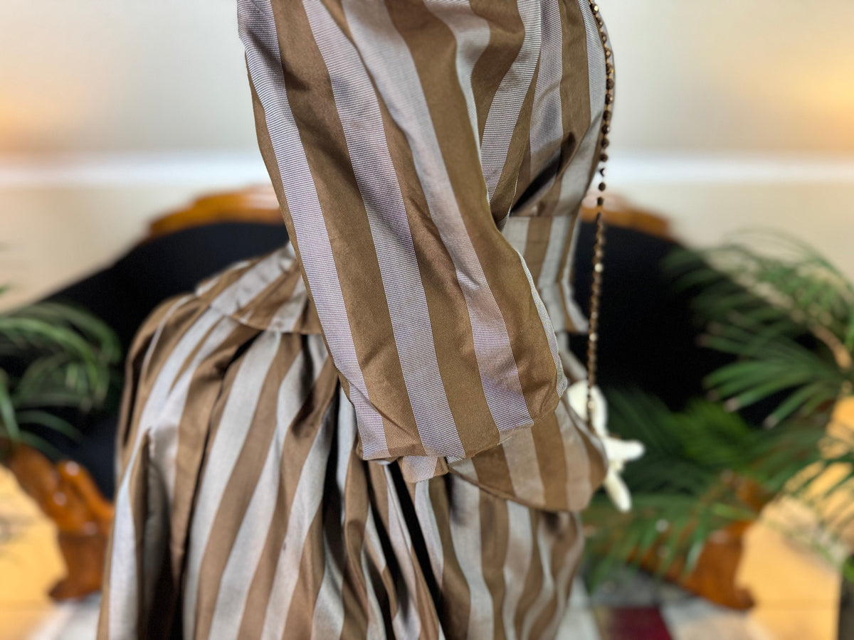 Antique Victorian Striped Day Dress – American Silk Ensemble circa 1891