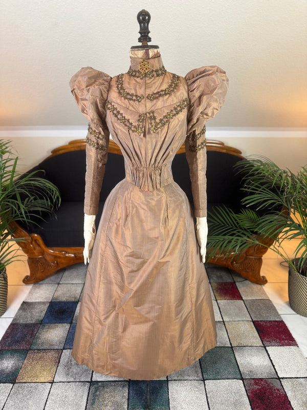 Antique Victorian Paper Silk Day Dress – England circa 1898