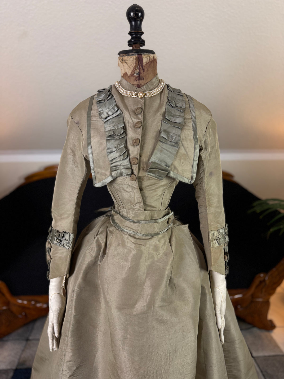 Antique Victorian Silk Gown, England, ca. 1868