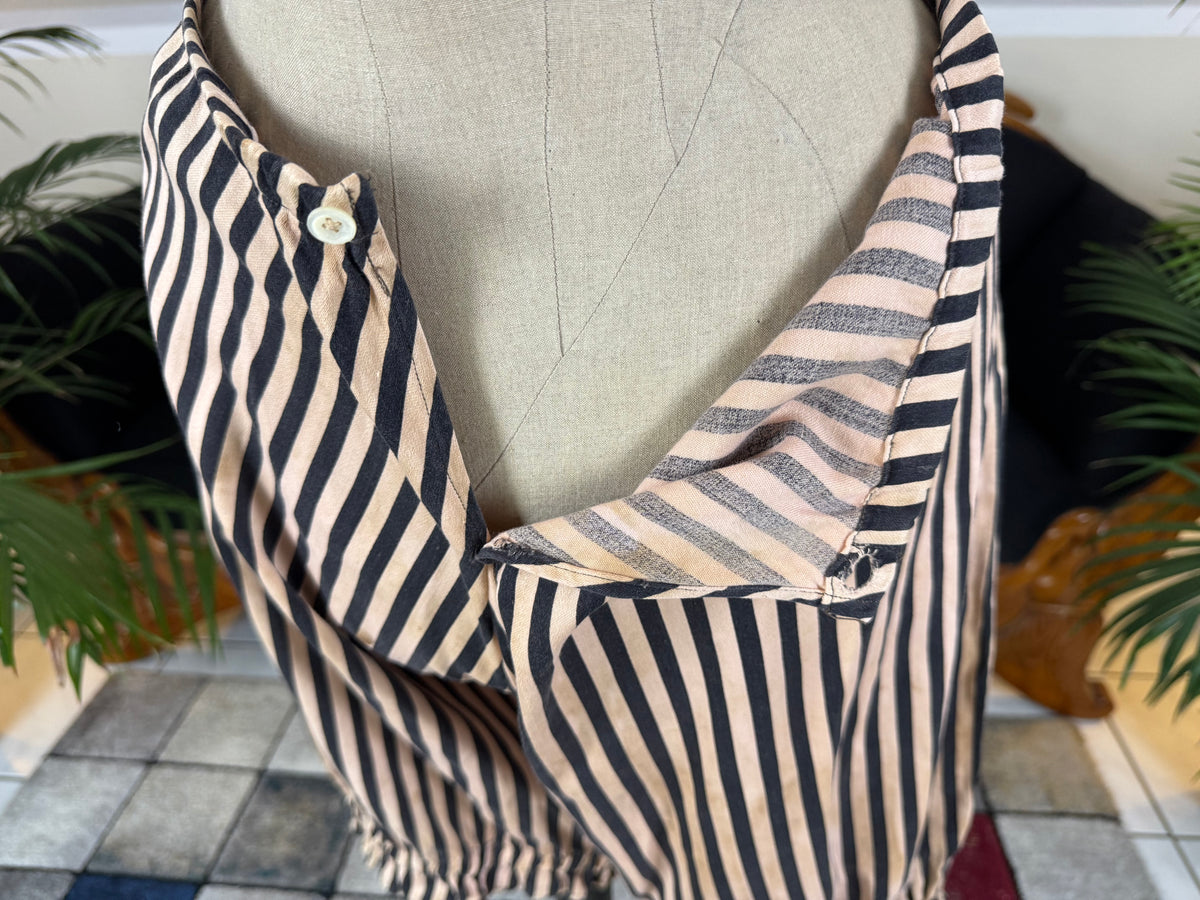 Edwardian Striped Cotton Bathing Suit Set, ca. 1910
