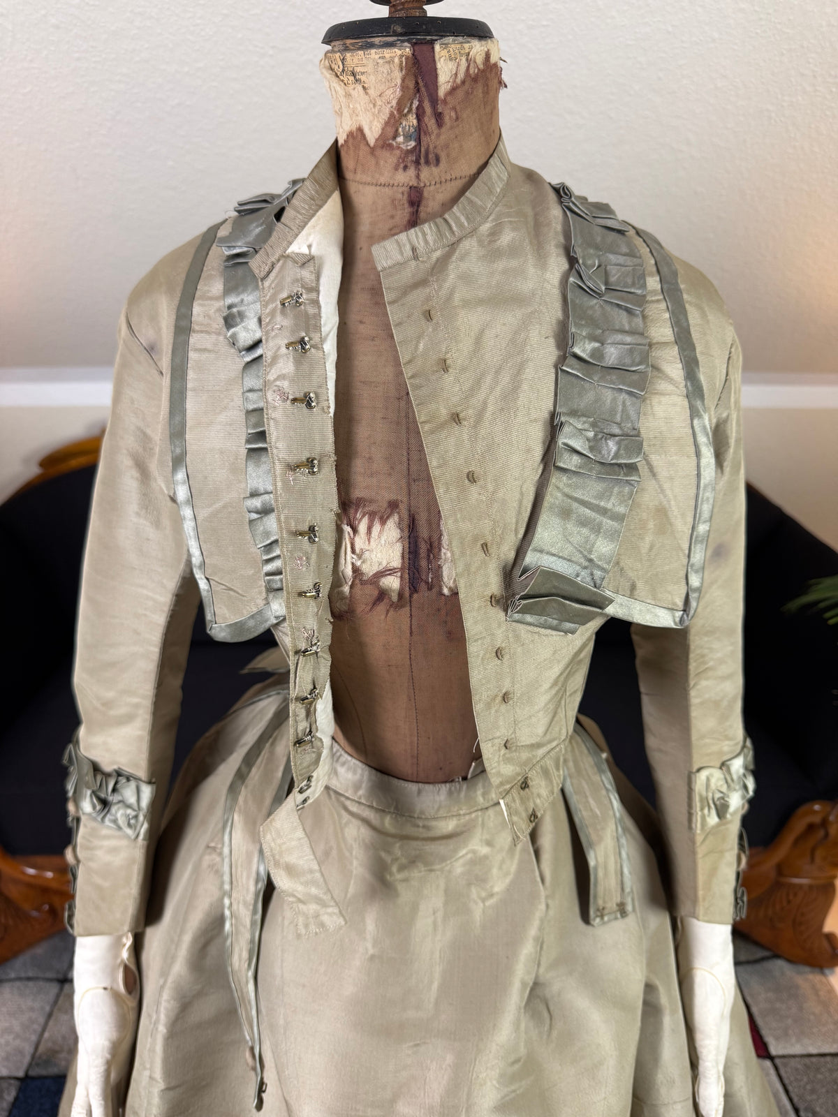 Antique Victorian Silk Gown, England, ca. 1868