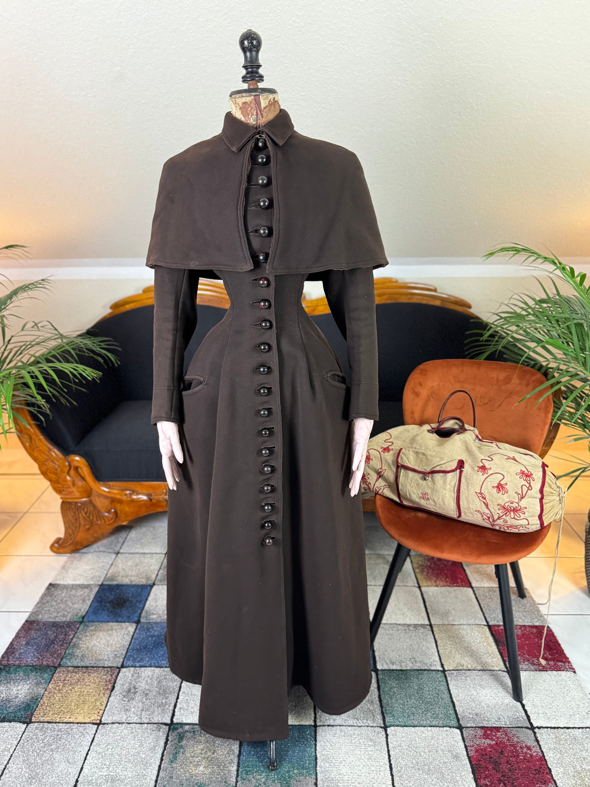 Ensemble de voyage victorien en laine avec sac assorti, Allemagne, vers 1898