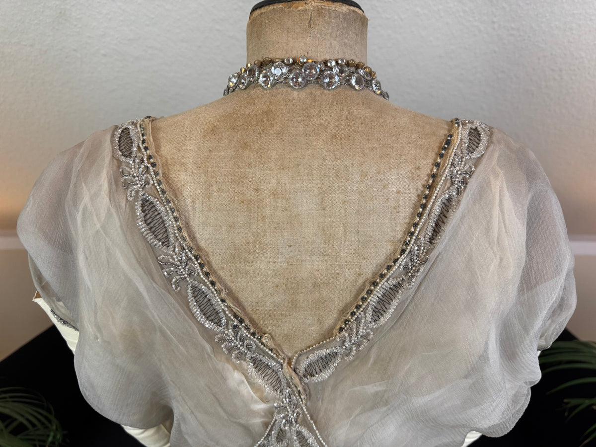 Antique GUSTAVE BEER Evening Dress – Silk Chiffon & Velvet, Paris Couture ca. 1912