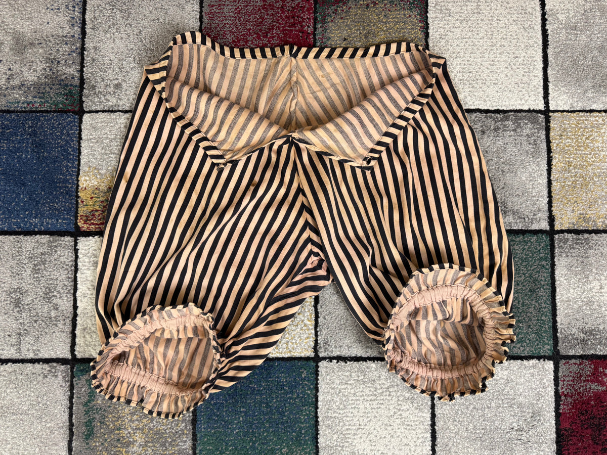 Edwardian Striped Cotton Bathing Suit Set, ca. 1910