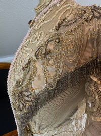 Antique Edwardian Evening Dress ca. 1908 – Painted Silk Panels & Crochet Lace Couture