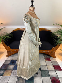 Robe du soir Empire en challis et satin bleu, vers 1815