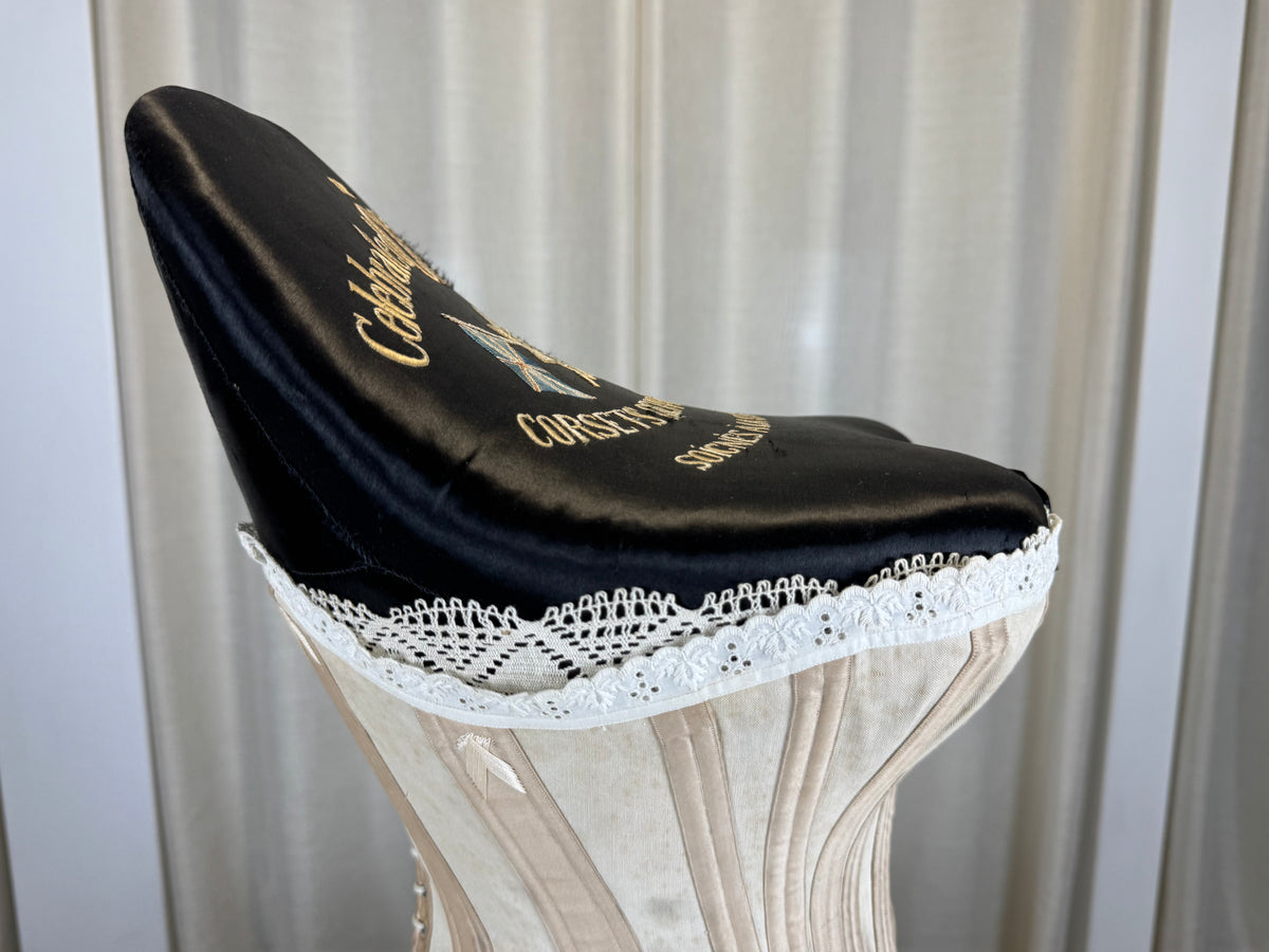Extremely Rare CB Corset Display, ca. 1880 – Original Victorian Corset Under Glass Dome