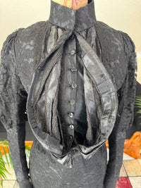 Black Silk Day Dress, ca. 1904 – Edwardian Ensemble with Lace Overlay