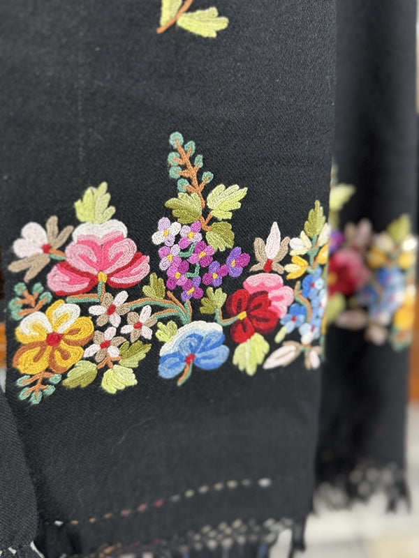 Wool Scarf with Embroidered Floral Motifs, ca. 1900