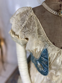 Chantilly & Sky Blue Satin Evening Dress, ca. 1914