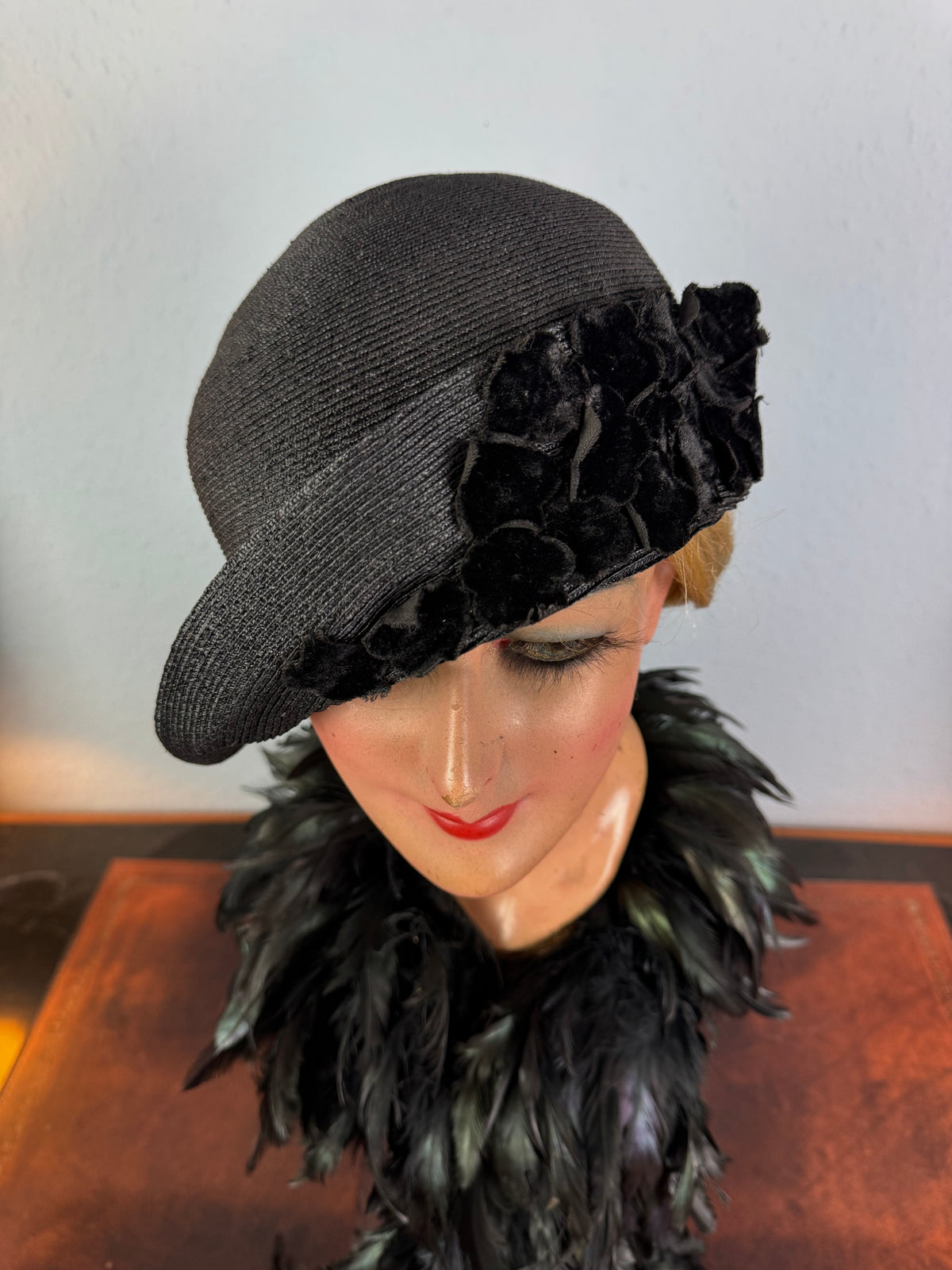 Antique Asymmetrical Straw Hat, England, ca. 1920