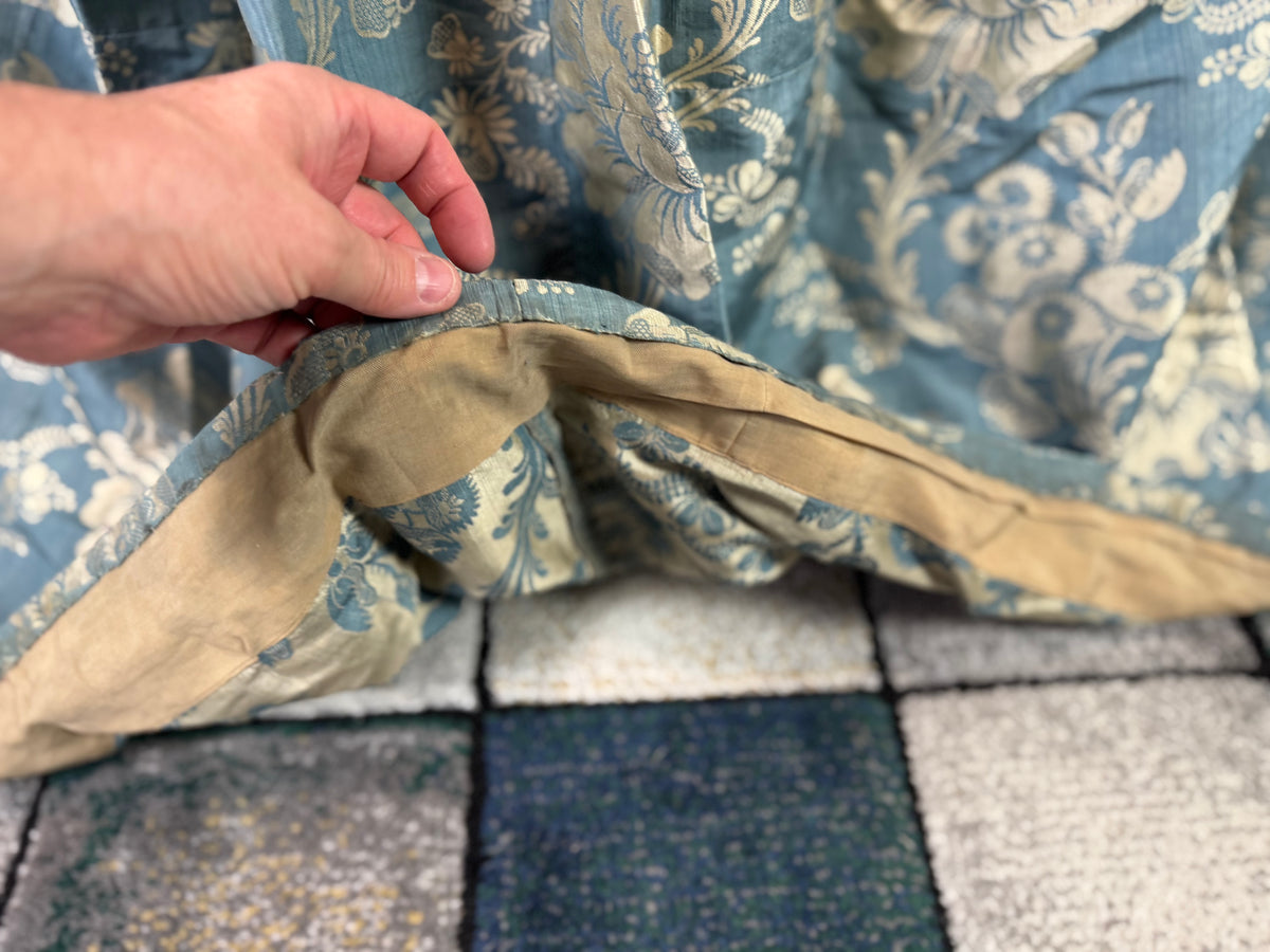 Robe à la Française in blue and cream silk damask – Authentic Eighteenth‑Century Gown, ca. 1770