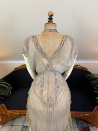 Antique GUSTAVE BEER Evening Dress – Silk Chiffon & Velvet, Paris Couture ca. 1912