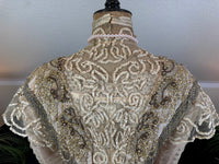 Antique Edwardian Evening Dress ca. 1908 – Painted Silk Panels & Crochet Lace Couture