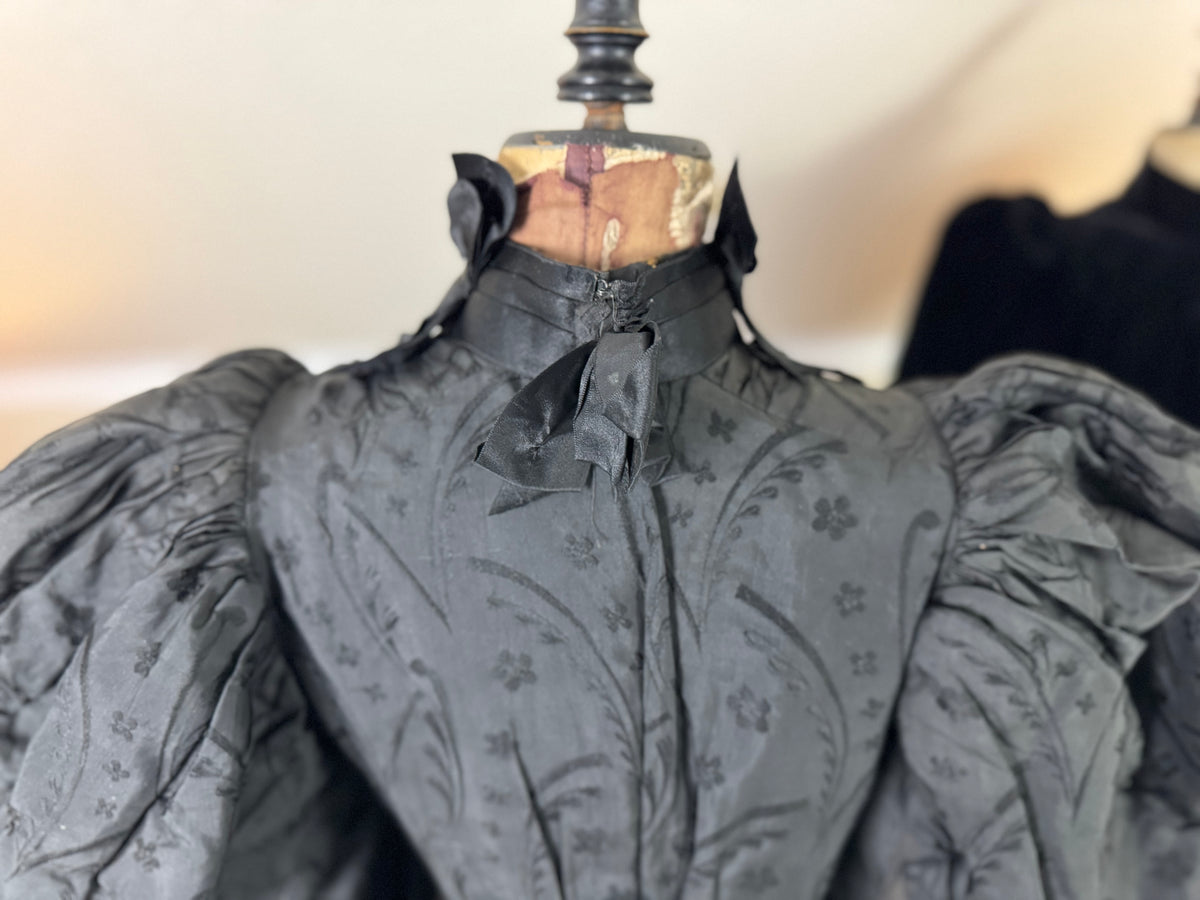 Victorian Silk Dress with Velvet Coat, ca. 1895 - Authentic American Antique Fashion