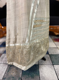 Robe du soir Empire en challis et satin bleu, vers 1815
