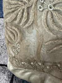 Robe du soir Empire en challis et satin bleu, vers 1815