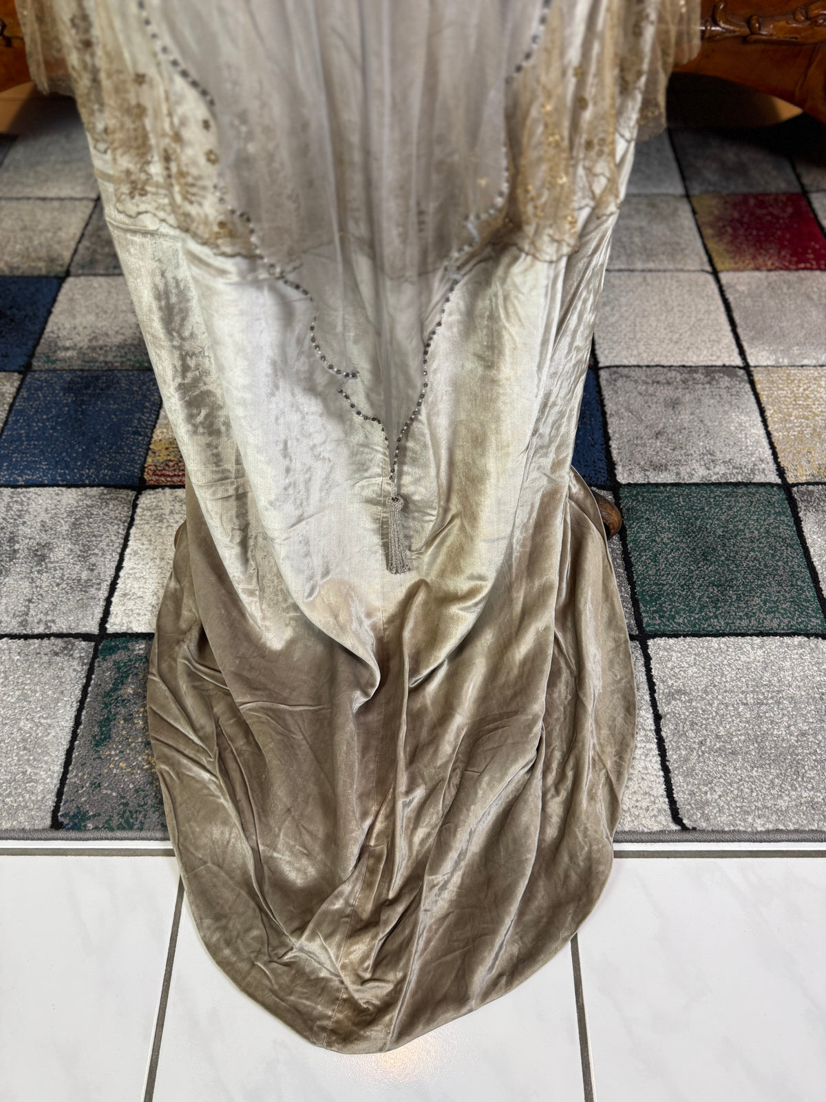 Antique GUSTAVE BEER Evening Dress – Silk Chiffon & Velvet, Paris Couture ca. 1912