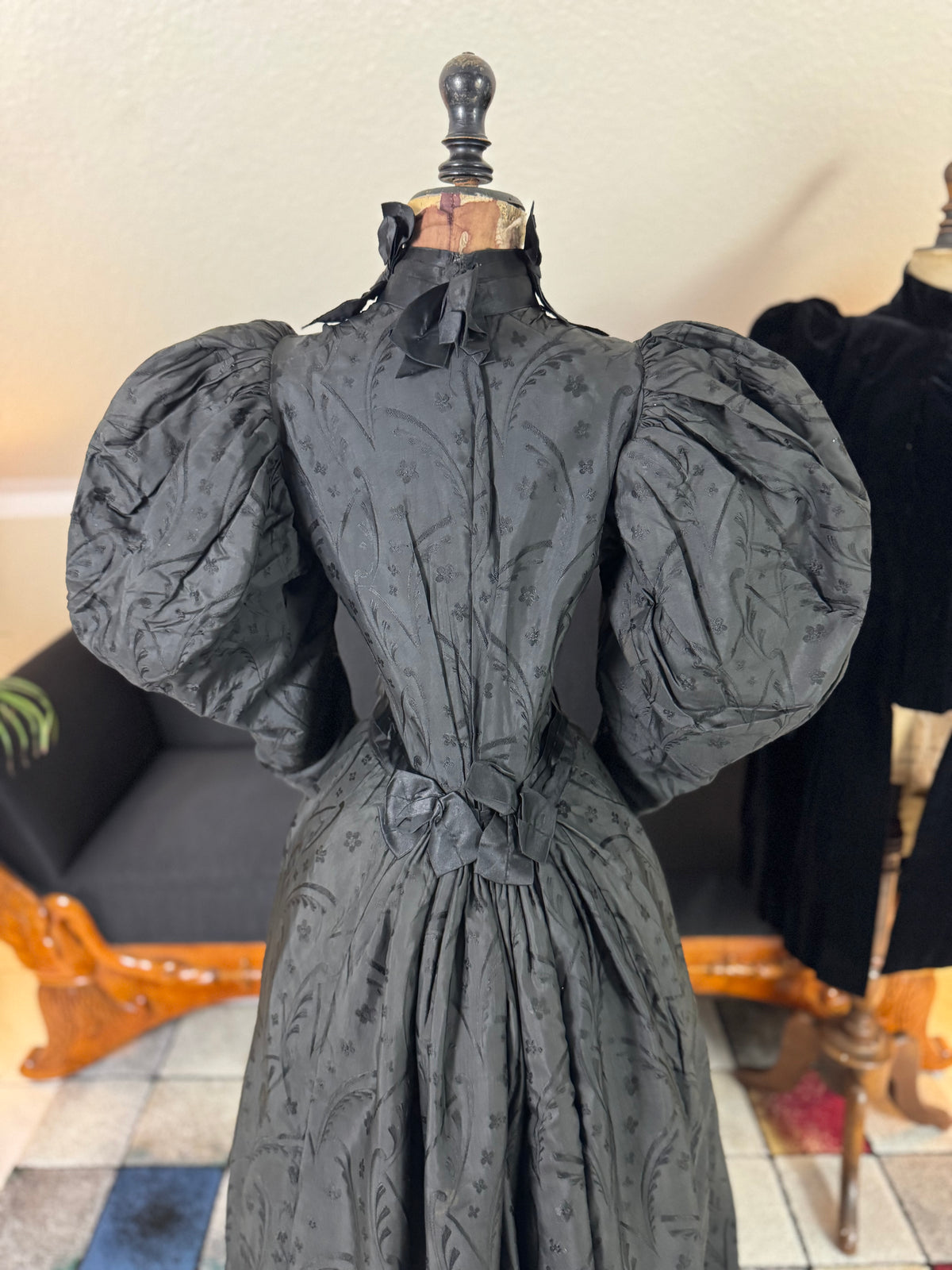 Victorian Silk Dress with Velvet Coat, ca. 1895 - Authentic American Antique Fashion