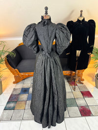 Victorian Silk Dress with Velvet Coat, ca. 1895 - Authentic American Antique Fashion