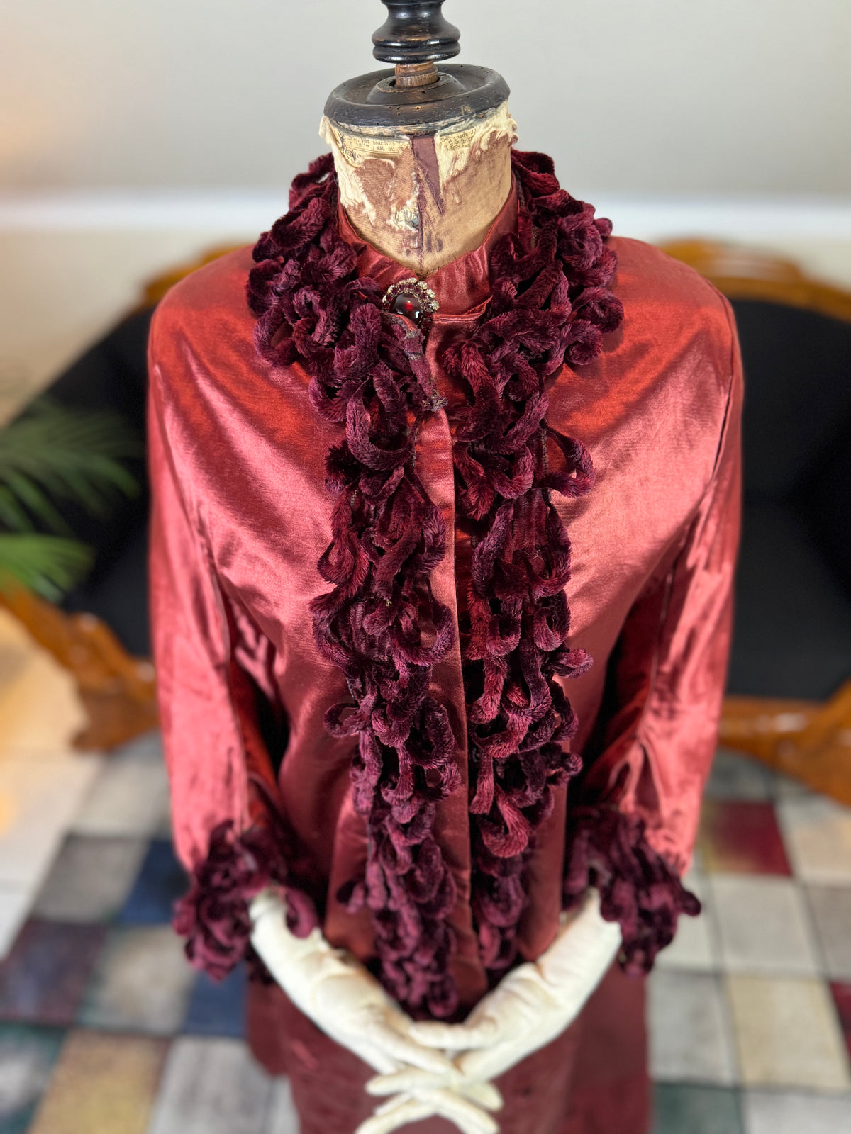 Ensemble de visite victorien antique, vers 1883