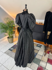 Victorian Silk Dress with Velvet Coat, ca. 1895 - Authentic American Antique Fashion