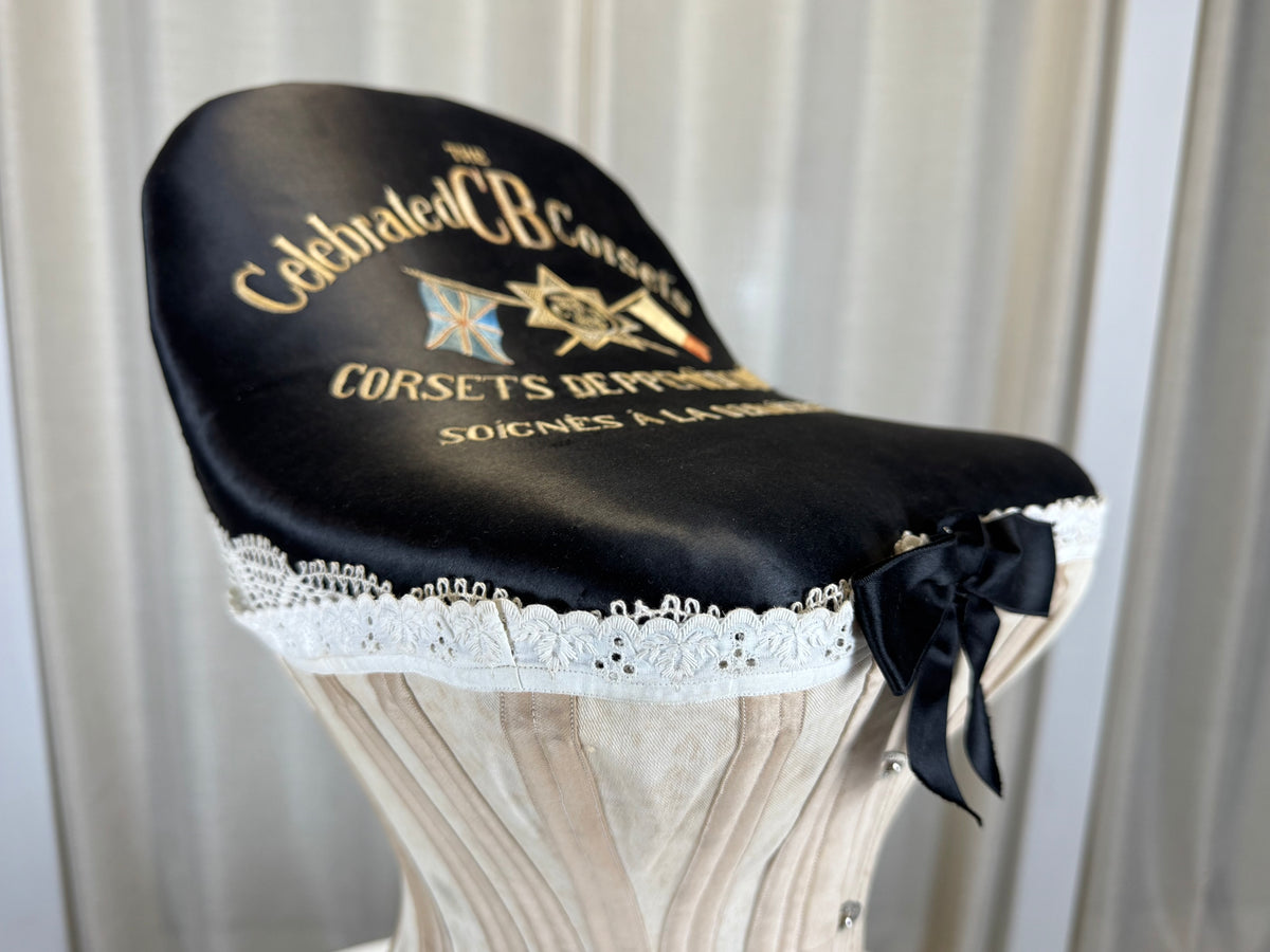 Extremely Rare CB Corset Display, ca. 1880 – Original Victorian Corset Under Glass Dome
