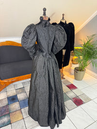 Victorian Silk Dress with Velvet Coat, ca. 1895 - Authentic American Antique Fashion