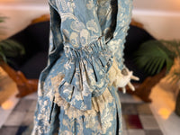 Robe à la Française in blue and cream silk damask – Authentic Eighteenth‑Century Gown, ca. 1770