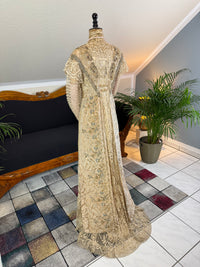 Antique Edwardian Evening Dress ca. 1908 – Painted Silk Panels & Crochet Lace Couture