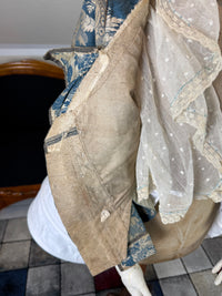 Rococo Caraco 1750 – Blue‑White Floral Silk, Riding‑Style Jacket