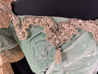 Antique ROUFF Paris Green Velvet Evening Dress – Victorian Couture ca. 1898