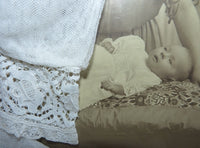 Christening Gown with Original Photo, England, ca. 1923 – Net Tulle & Lace, Silk Slip