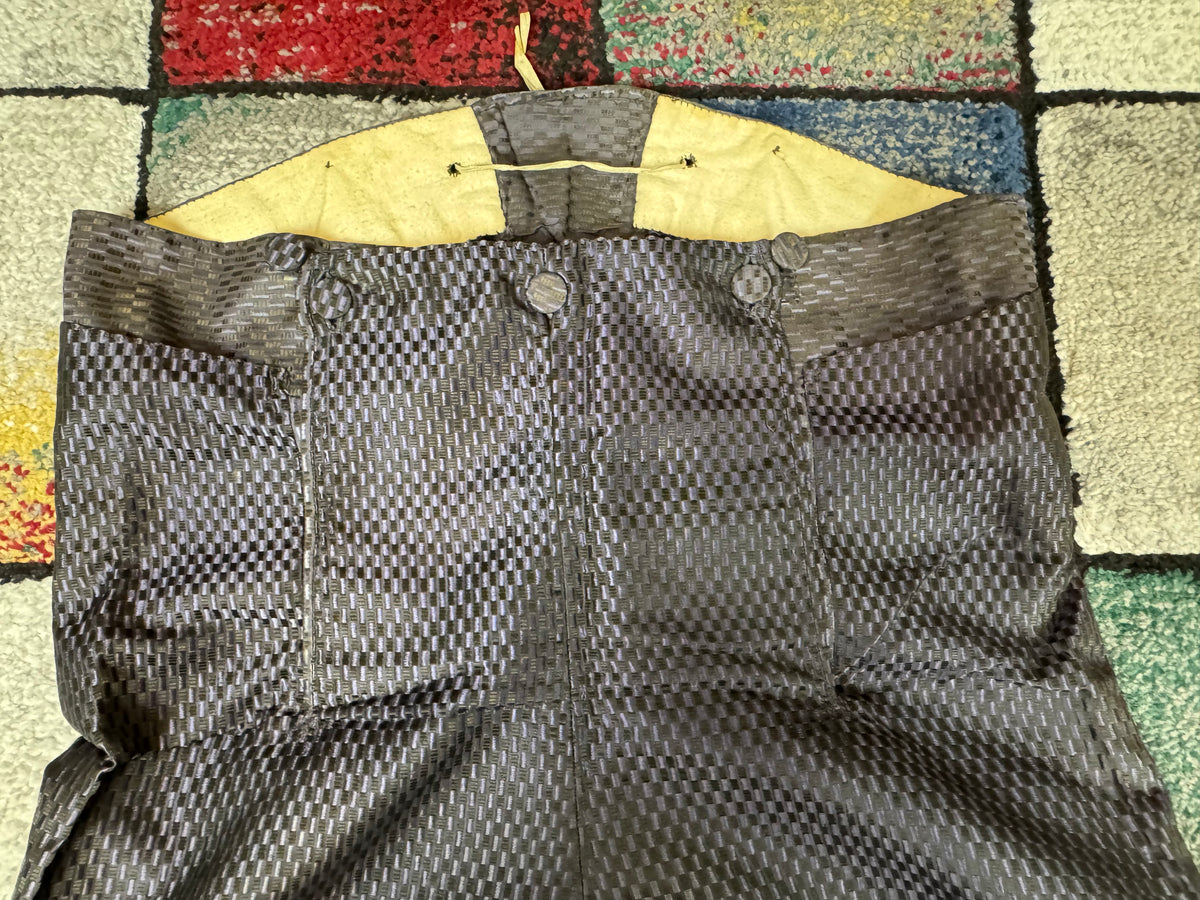 Antique Waistcoat & Blue Silk Knee‑Length Trousers, ca. 1790 – Embroidered Floral Menswear Ensemble