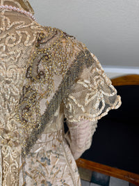 Antique Edwardian Evening Dress ca. 1908 – Painted Silk Panels & Crochet Lace Couture