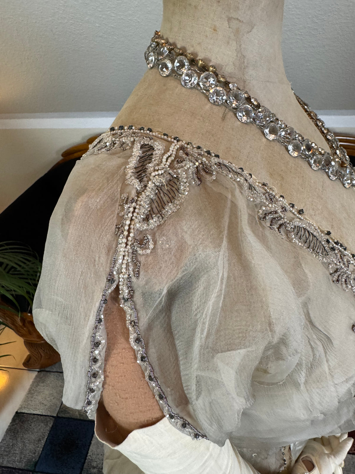 Antique GUSTAVE BEER Evening Dress – Silk Chiffon & Velvet, Paris Couture ca. 1912