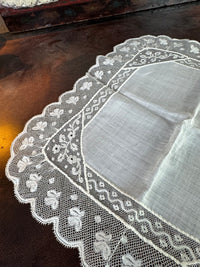 ROYAL Antique Pair of Lace Handkerchiefs with Tuscany–Württemberg Double Coat of Arms from the Wedding Trousseau of Archduchess Maria Immakulata, c. 1900