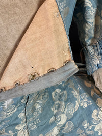 Robe à la Française in blue and cream silk damask – Authentic Eighteenth‑Century Gown, ca. 1770