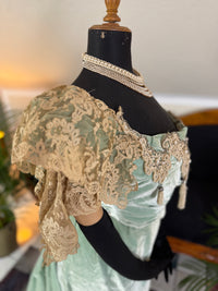 Antique ROUFF Paris Green Velvet Evening Dress – Victorian Couture ca. 1898