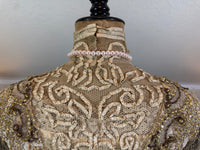 Antique Edwardian Evening Dress ca. 1908 – Painted Silk Panels & Crochet Lace Couture