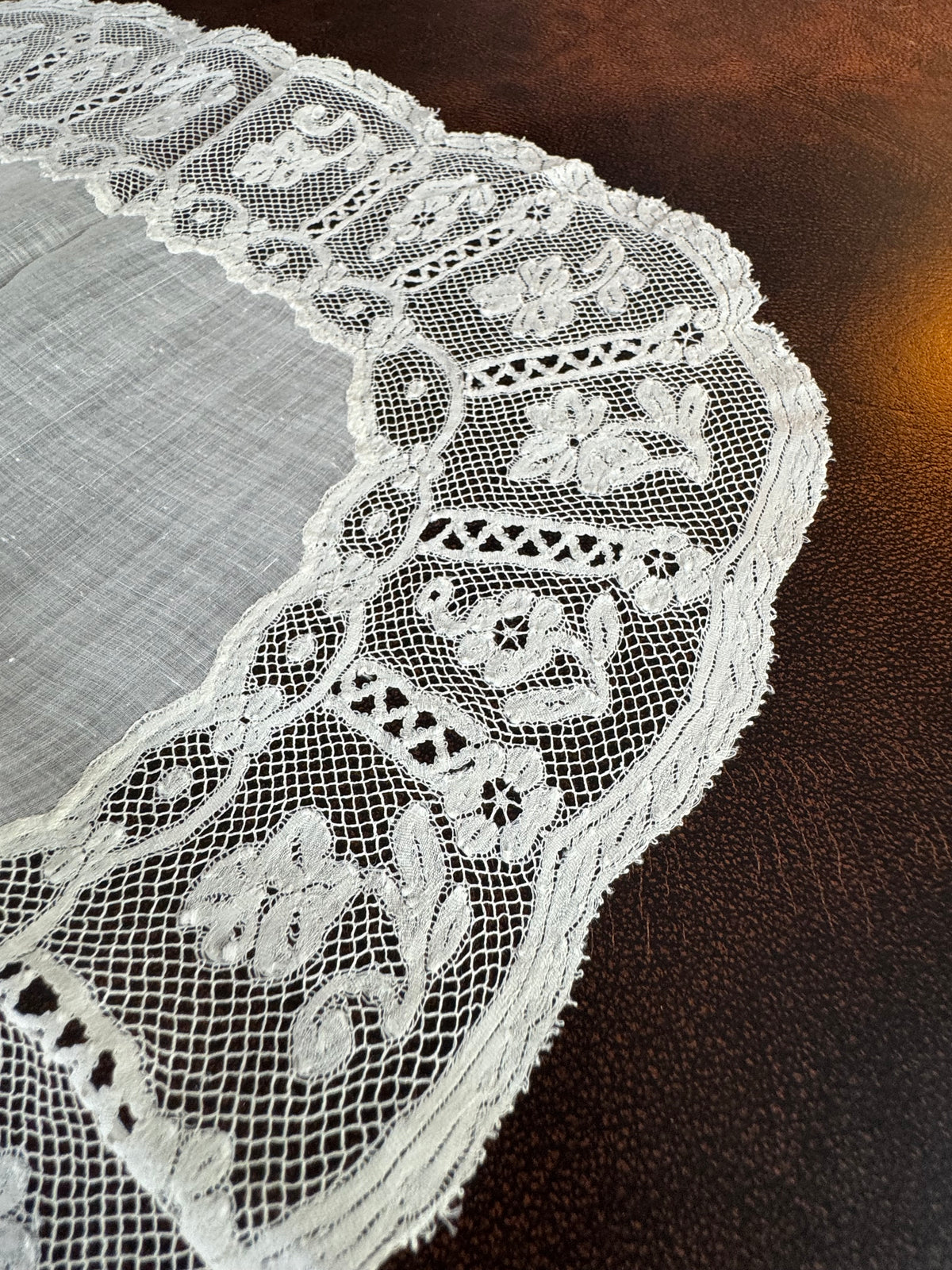 ROYAL Antique Pair of Lace Handkerchiefs with Tuscany–Württemberg Double Coat of Arms from the Wedding Trousseau of Archduchess Maria Immakulata, c. 1900