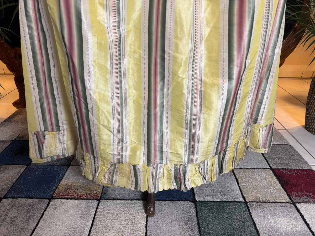 A Yellow, Green and Pink Striped Silk Taffeta Robe à l’Anglaise, ca. 1770