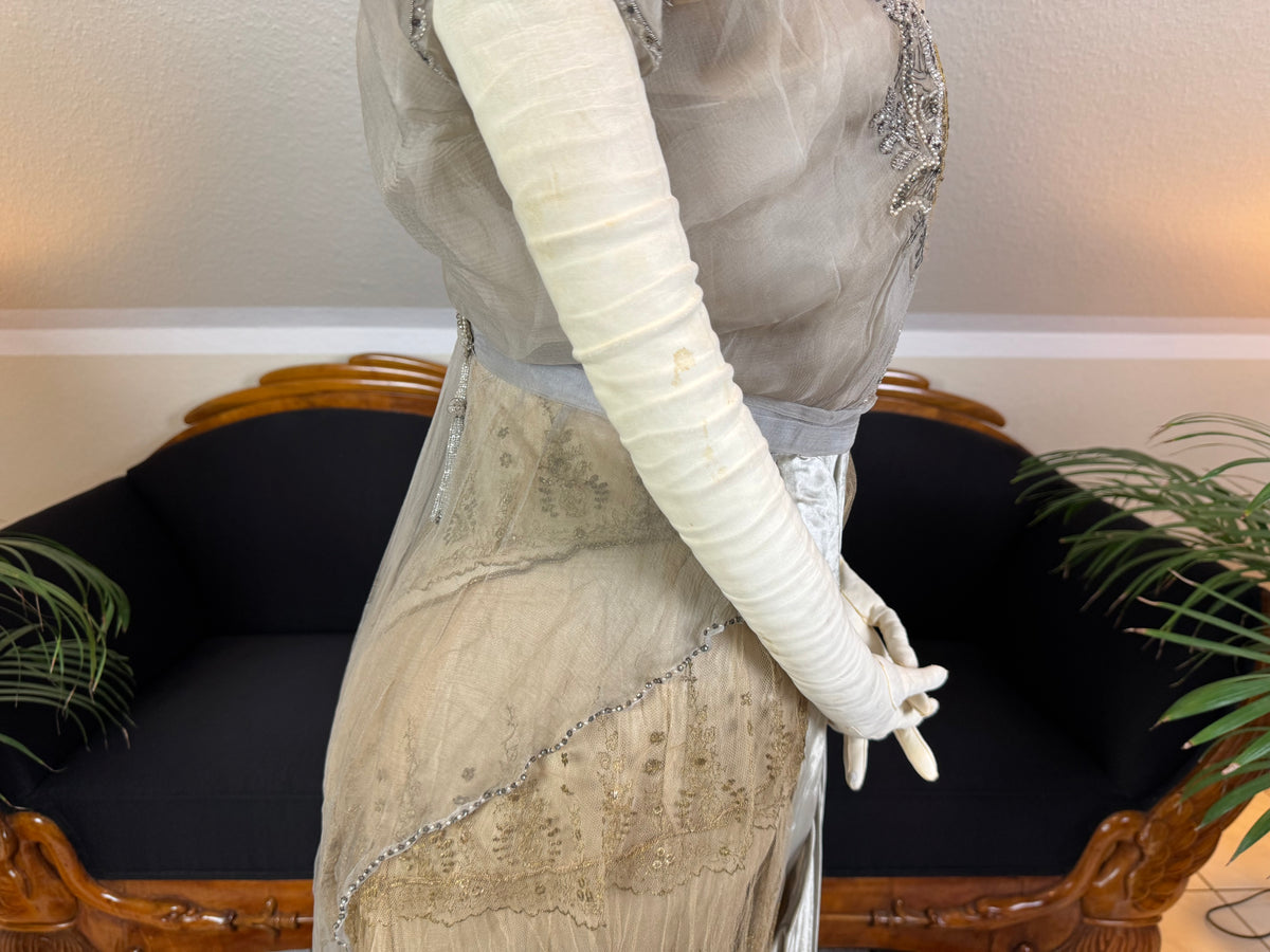 Antique GUSTAVE BEER Evening Dress – Silk Chiffon & Velvet, Paris Couture ca. 1912