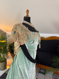 Antique ROUFF Paris Green Velvet Evening Dress – Victorian Couture ca. 1898