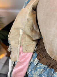 Robe à la Française in blue and cream silk damask – Authentic Eighteenth‑Century Gown, ca. 1770