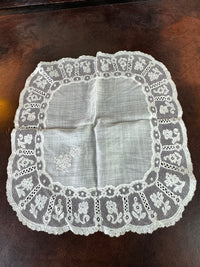 ROYAL Antique Pair of Lace Handkerchiefs with Tuscany–Württemberg Double Coat of Arms from the Wedding Trousseau of Archduchess Maria Immakulata, c. 1900