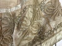 Robe du soir Empire en challis et satin bleu, vers 1815