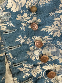 Rococo Caraco 1750 – Blue‑White Floral Silk, Riding‑Style Jacket
